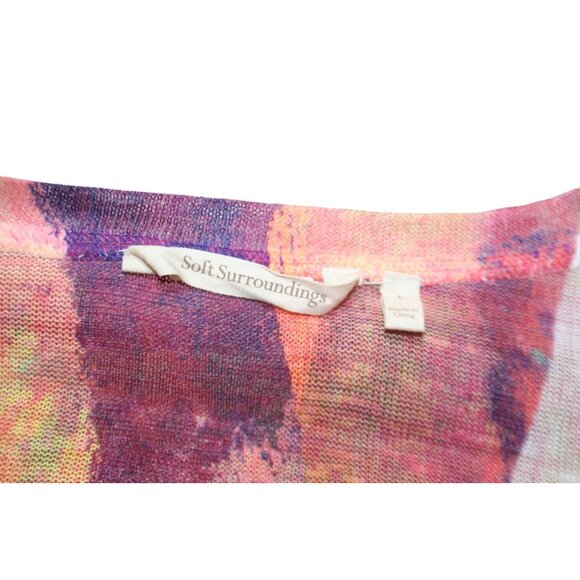 Soft Surroundings Watercolor V-Neck Long Sleeve Top Womens L 2BN51 Boho Chic - Picture 2 of 6